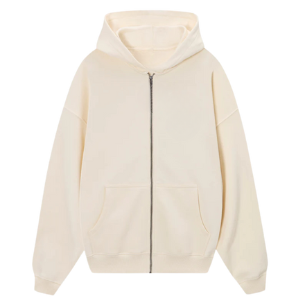 Logo Zipped Hoodie Cream